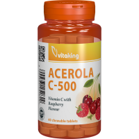 Vitamina C 500 mg cu acerola cu gust de zmeura - 40 comprimate masticabile