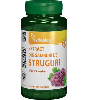 Extract din samburi de struguri cu resveratrol - 90 capsule vegetale