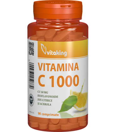 Vitamina C 1000 mg cu bioflavonoide, acerola si macese - 90 comprimate