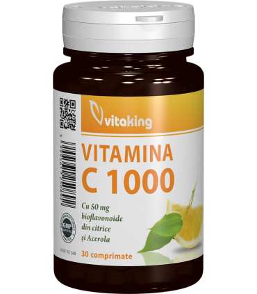 Vitamina C 1000 mg cu Bioflavonoide, Acerola si Macese - 30 comprimate