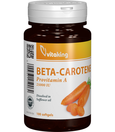 Beta-caroten natural 25000 UI - 100 capsule gelatinoase